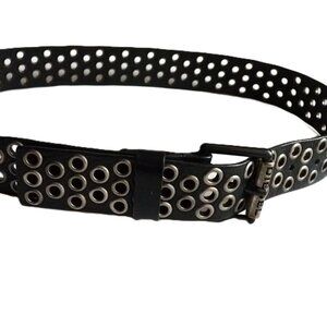 DIESEL Y2K Black Leather Belt Men’s  Grommeted Punk Vintage Style - Size 85/34